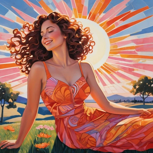 tretchikoff,sun,flamenca,habanera,tropico,hildebrandt,sundancer,hula,art deco woman,sol,primavera,retro woman,orange,virgo,ecstatic,pittura,yogananda,struzan,rosa bonita,radha,Art,Artistic Painting,Artistic Painting 44