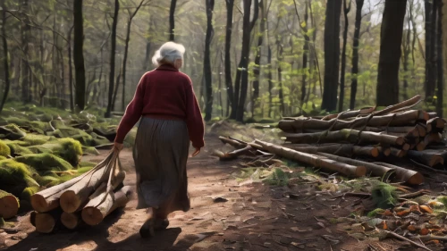farmer in the woods,woman walking,reforesting,ecofeminism,woodcutter,reforested,woodcutters,forest work,forest walk,forest path,forest workers,old woman,forestier,logging,permaculture,silviculture,deforested,forestalling,woodsman,forest man,Photography,General,Natural