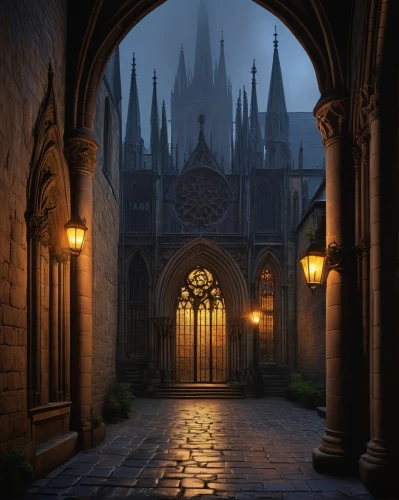 theed,haunted cathedral,gothic church,hogwarts,cathedral,nidaros cathedral,metz,cathedrals,hall of the fallen,ravenloft,castlevania,neogothic,spires,hohenzollern castle,medieval,ulm minster,diagon,medieval street,the cathedral,fairy tale castle,Illustration,Abstract Fantasy,Abstract Fantasy 22