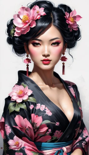 geisha girl,geisha,oiran,japanese woman,geishas,maiko,oriental girl,japanese art,oriental princess,arhats,daiyu,japanese floral background,oriental painting,geiko,floral japanese,uemura,cheongsam,hanfu,omotoyossi,asian woman,Conceptual Art,Fantasy,Fantasy 03