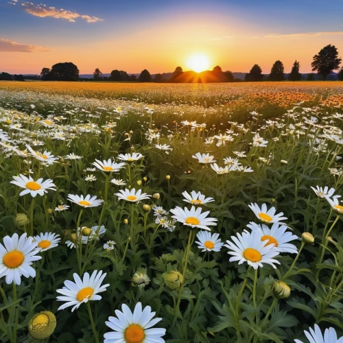 sun daisies,flower field,field of flowers,daisies,australian daisies,flowers field,meadow flowers,meadow landscape,blanket of flowers,daisy flowers,sunflower field,flower meadow,chamomile in wheat field,meadow daisy,flower background,blooming field,sun flowers,flower in sunset,flowering meadow,summer meadow,Photography,General,Realistic