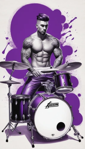 wightman,drumming,drummer,drumkit,drumset,drum set,jonassaint,ulpiana,drummey,drummed,drum kit,purple,muscle icon,drum,alkan,drums,muscleman,snare,meinl,purple background,Conceptual Art,Fantasy,Fantasy 03