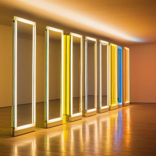 flavin,hallway space,wall,luminaires,gold wall,turrell,colorful light,color wall,wall lamp,light space,wall light,daylighting,colored lights,luminous garland,corridor,hallway,art gallery,glass wall,boijmans,opaque panes,Photography,Artistic Photography,Artistic Photography 09