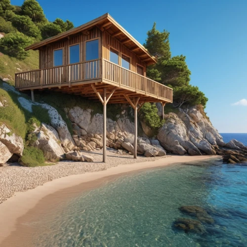 house by the water,holiday villa,beach house,summer house,holiday home,beachfront,beachhouse,dreamhouse,summer cottage,beach hut,luxury property,floating huts,seaside view,gokdeniz,dream beach,seclude,pool house,wooden house,beautiful home,pelion,Photography,General,Realistic
