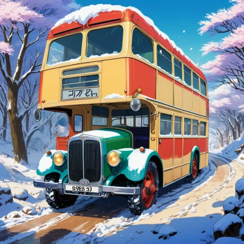 trolley bus,omnibuses,routemasters,red bus,winter trip,trolleybus,routemaster,english buses,snow scene,school bus,winter service,london bus,city bus,firstbus,bus,aec routemaster rmc,schoolbus,cityliner,trolleybuses,citybus,Illustration,Japanese style,Japanese Style 03