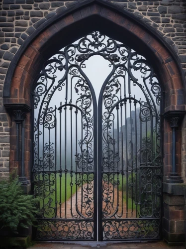 iron gate,front gate,gated,gate,gateway,wood gate,farm gate,garden door,stone gate,ironwork,metal gate,church door,gates,iron door,tixall gateway,wrought iron,gregynog,archway,fence gate,entranceway,Illustration,Retro,Retro 11