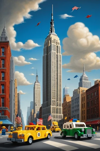 world digital painting,new york taxi,city scape,cartoon video game background,lego city,cityscapes,megapolis,taxicabs,usa landmarks,new york skyline,newyork,new york,lego background,big apple,skyscrapers,cityscape,manhattan,city skyline,metropolises,nyclu,Illustration,Abstract Fantasy,Abstract Fantasy 06