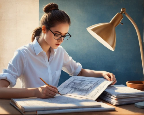 girl studying,rodenstock,correspondence courses,secretarial,reading glasses,paleographer,girl drawing,bibliographer,desk lamp,illustrator,draughtsman,palaeographer,assistantship,librarian,livescribe,writing or drawing device,essilor,bookkeeper,scholar,study,Illustration,Realistic Fantasy,Realistic Fantasy 35