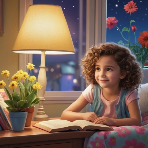 little girl reading,girl studying,cute cartoon image,donsky,flower painting,kids illustration,girl in flowers,girl drawing,elif,night scene,heatherley,agnes,children's background,cute cartoon character,beautiful girl with flowers,arrietty,relaxed young girl,fireflies,photorealist,young girl,Photography,General,Realistic