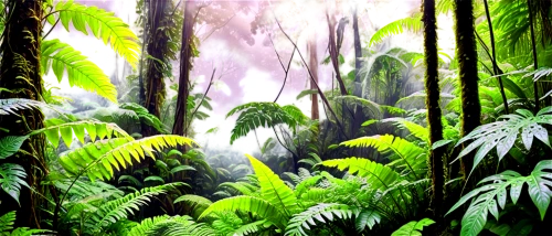 tropical forest,rainforests,rain forest,rainforest,philodendrons,jungles,tree ferns,tropical jungle,jungle,ferns,jungly,gondwanaland,green forest,tropical greens,neotropical,cycads,intertropical,fern fronds,yavin,subtropics,Illustration,Japanese style,Japanese Style 01