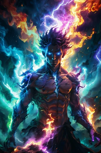 akuma,susanoo,dormammu,tandava,raziel,kazuya,zagreus,elemental,saiyan,samuil,fire background,asura,aegon,niroshan,tetsuo,karn,kaido,goku,ryu,kamehameha,Conceptual Art,Oil color,Oil Color 23