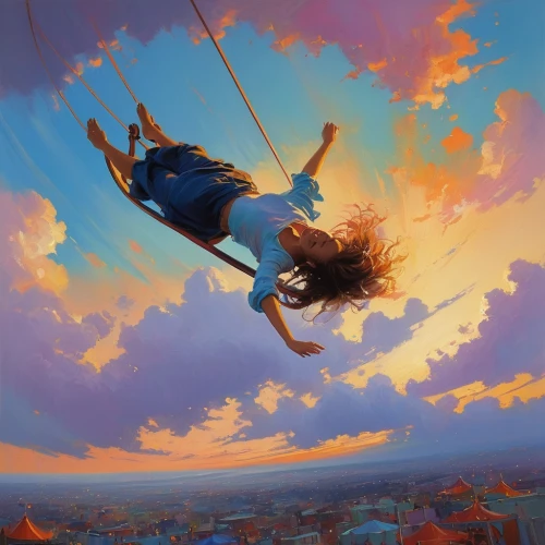 skycycle,flying girl,volador,freefall,tightrope,fire kite,ripcord,icarus,parachute,highwire,falling,kite flyer,flying seeds,swing,volare,skyview,aerial hoop,skydiver,skywalking,skyward,Conceptual Art,Sci-Fi,Sci-Fi 22