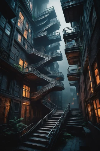 dishonored,arkham,theed,wooden houses,apartment block,darktown,fantasy city,myst,3d fantasy,innsmouth,ravenloft,apartment house,alleyway,apartment complex,world digital painting,alleyways,citadels,boardinghouses,apartment building,escher village,Art,Classical Oil Painting,Classical Oil Painting 39