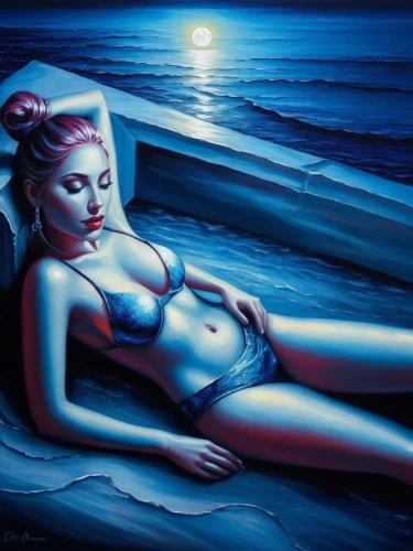 neon body painting,odalisque,sunbed,bodypainting,amphitrite,body painting,bodypaint,photorealist,pin-up girl,blue hawaii,sunbeds,the sea maid,lacombe,pin up girl,venus,girl on the boat,oil painting on canvas,solarium,pin ups,cool pop art,Illustration,Realistic Fantasy,Realistic Fantasy 25