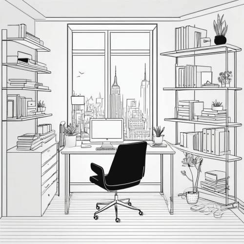 office line art,background vector,workspace,working space,sketchup,workspaces,work space,study room,consulting room,nordli,office,blur office background,background design,microenvironment,backgrounds,offices,office desk,modern office,roominess,office space,Illustration,Black and White,Black and White 04