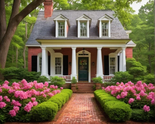 home landscape,beautiful home,country cottage,country house,houses clipart,pink azaleas,cottage garden,doll's house,dreamhouse,summer cottage,housedress,victorian house,woman house,the threshold of the house,cottage,house painting,little house,old colonial house,front porch,home house,Illustration,Japanese style,Japanese Style 16