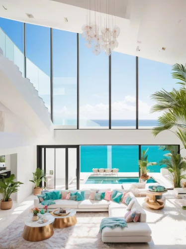 beach house,oceanfront,tropical house,luxury home interior,penthouses,modern living room,beautiful home,dreamhouse,great room,sky apartment,paradisus,living room,beachhouse,florida home,ocean view,interior modern design,modern decor,holiday villa,loft,south beach,Illustration,Abstract Fantasy,Abstract Fantasy 04