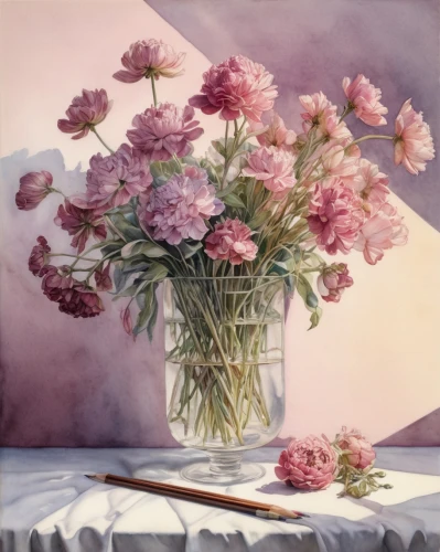 flower painting,heatherley,fausch,carnations arrangement,still life of spring,pink carnations,spring carnations,carnations,flower arranging,ikebana,flowers in basket,floral composition,flower arrangement lying,sea carnations,pink lisianthus,moniquet,summer still-life,cut flowers,bouquet of carnations,oil painting,Illustration,Paper based,Paper Based 23
