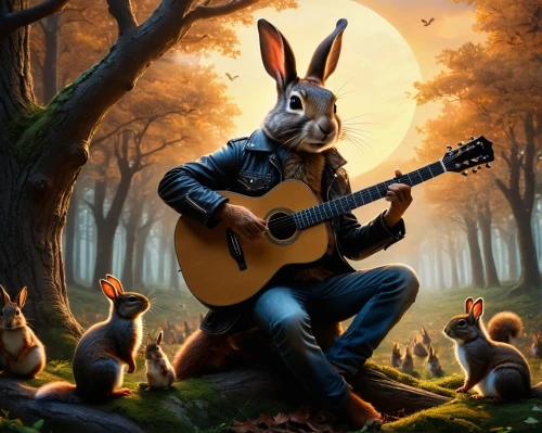 peter rabbit,jack rabbit,lapine,hare field,cartoon rabbit,myxomatosis,folk music,easter background,cartoon bunny,folksinger,lagomorphs,lagomorpha,folksong,serenade,lepus,serenading,brown rabbit,banjo player,bunnymen,folksongs,Photography,General,Fantasy
