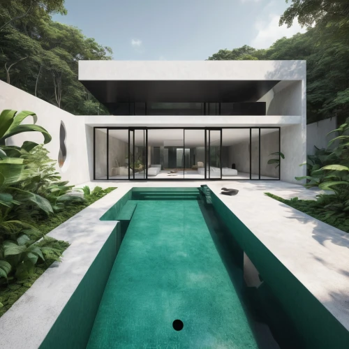 modern house,3d rendering,pool house,modern architecture,render,luxury property,dreamhouse,luxury home,infinity swimming pool,landscape design sydney,renders,tropical house,fresnaye,interior modern design,modern style,dunes house,mansions,3d render,tropical greens,swimming pool,Illustration,Black and White,Black and White 32