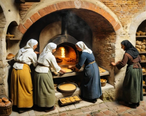 breadmaking,the production of the beer,basketmakers,cannon oven,cucina,washerwomen,cookery,ovens,cheesemaking,cookstoves,baking bread,cheesemakers,pizza oven,strachwitz,flour production,blacksmiths,huguenots,stone oven,brick oven pizza,cenci,Art,Classical Oil Painting,Classical Oil Painting 30