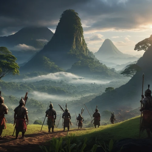full hd wallpaper,crytek,kenway,guards of the canyon,tribespeople,shannara,mountain world,gamesradar,tribesmen,riftwar,zenimax,tuatha,uncharted,witcher,auriongold,heroic fantasy,fantasy picture,hd wallpaper,cryengine,fantasy landscape,Illustration,Paper based,Paper Based 08