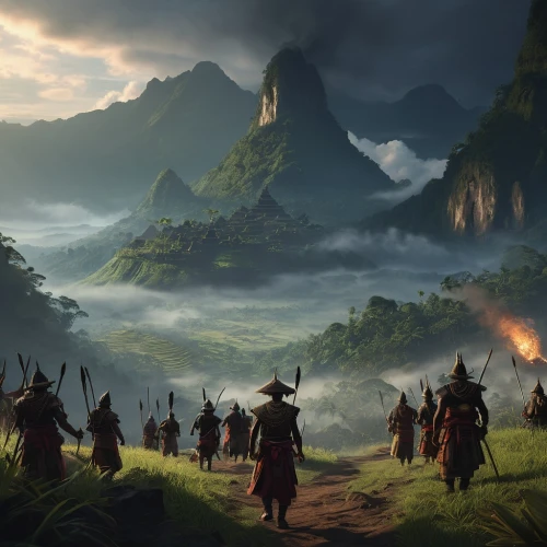 fantasy landscape,tuatha,fantasy picture,riftwar,guards of the canyon,tribespeople,wanderers,warband,beleriand,tribesmen,yunnan,highwaymen,heroic fantasy,mountainous landscape,erebor,neverwinter,wulin,ithilien,the mystical path,mountain world,Conceptual Art,Sci-Fi,Sci-Fi 01