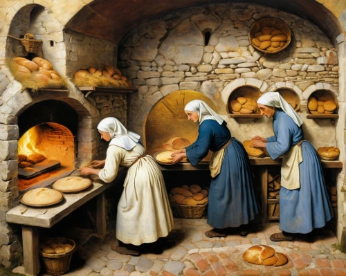 breadmaking,hildebrandt,basketmakers,cheesemakers,suaudeau,breadline,bakery,girl with bread-and-butter,cookery,the production of the beer,trappists,the annunciation,baking bread,boulangerie,restorers,craftspeople,ovens,cheesemaker,cucina,sellers,Art,Classical Oil Painting,Classical Oil Painting 30