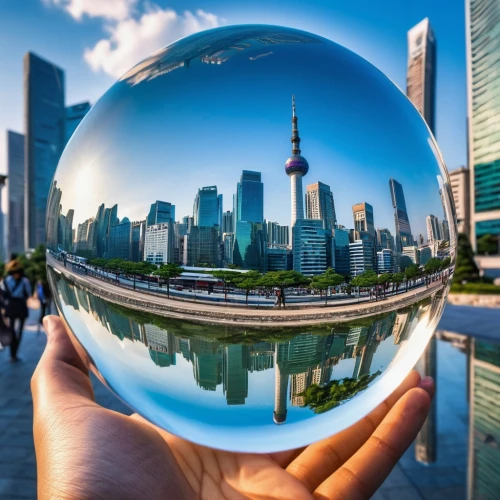 crystal ball-photography,glass sphere,lensball,crystal ball,crystalball,glass ball,spherical image,glass orb,microstock,lens reflection,lujiazui,magnifying lens,meiyuan,shanghai,globalising,earth in focus,bizinsider,360 ° panorama,giant soap bubble,christmas globe,Photography,General,Realistic