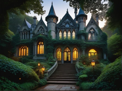 fairy tale castle,witch's house,fairytale castle,house in the forest,rivendell,victorian,forest house,victorian house,fairy tale,a fairy tale,maplecroft,witch house,dreamhouse,hogwarts,nargothrond,gothic style,sylvania,old victorian,magic castle,fairy house,Art,Artistic Painting,Artistic Painting 24