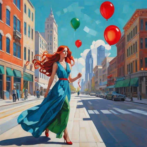 little girl with balloons,red balloon,colorful balloons,red balloons,world digital painting,merida,girl in a long dress,balloonist,woman walking,dossi,corner balloons,balloons,balloons flying,girl walking away,balloon,ariel,blue balloons,ballon,basant,flamenca,Art,Artistic Painting,Artistic Painting 44