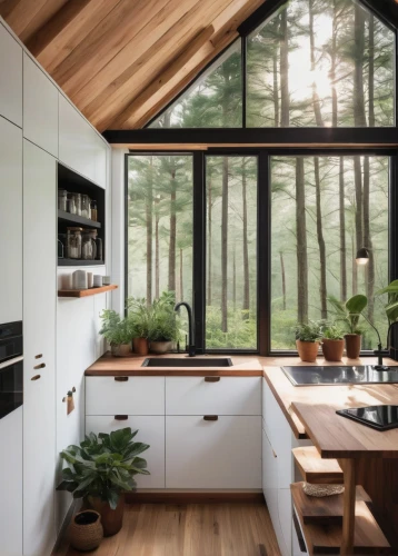modern kitchen,modern kitchen interior,kitchen design,modern minimalist kitchen,kitchen interior,wooden windows,tile kitchen,big kitchen,kitchens,wood window,wood casework,timber house,kitchen,sunroom,folding roof,frame house,cubic house,scandinavian style,wooden roof,forest house,Illustration,Realistic Fantasy,Realistic Fantasy 11