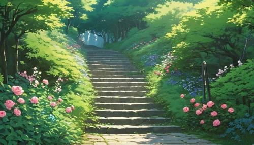 pathway,forest path,violet evergarden,tunnel of plants,ghibli,studio ghibli,to the garden,walkway,wooden path,way of the roses,arbor,towards the garden,flower garden,walking in a spring,hiking path,gardenias,printemps,paths,the path,spring background,Photography,General,Realistic