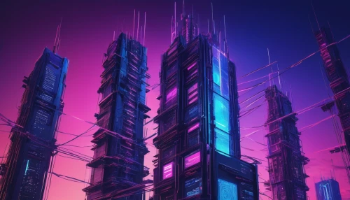 cybercity,mainframes,cybertown,futuristic landscape,cyberpunk,cyberworld,cityscape,urban towers,skyscrapers,monoliths,high rises,ctbuh,metropolis,skyscraping,highrises,skyscraper,cyberia,electric tower,synth,arcology,Art,Artistic Painting,Artistic Painting 25