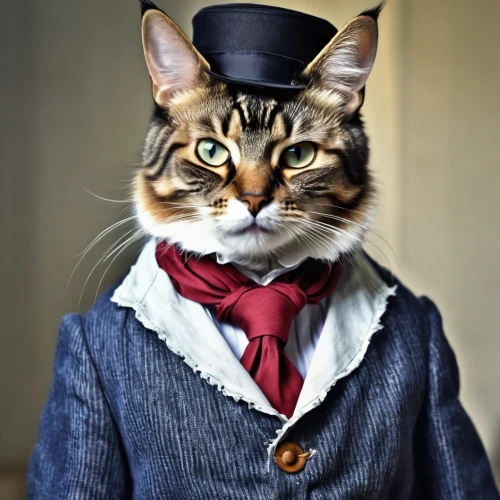 vintage cat,cat sparrow,gentlemanly,ringmaster,catman,bewhiskered,bulgakov,aristocrat,dapper,animals play dress-up,cat image,red whiskered bulbull,british longhair cat,alberty,tabby cat,steampunk,whiskered,tea party cat,halloween cat,maometto,Photography,General,Realistic