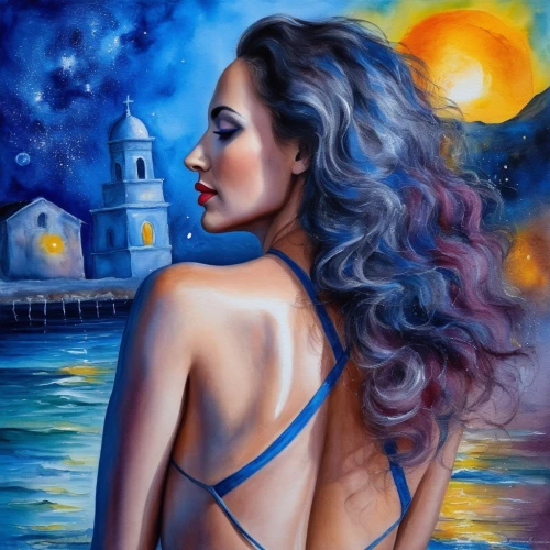 follieri,watercolor pin up,italian painter,art painting,oil painting on canvas,fantasy art,viveros,azzurra,oil painting,azzurro,girl on the river,amphitrite,bodypainting,body painting,inanna,colored pencil background,world digital painting,hallia venezia,mexican painter,photo painting,Illustration,Paper based,Paper Based 24