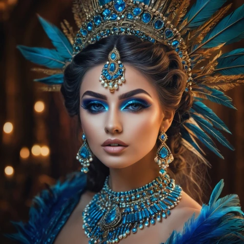 indian bride,mastani,indian headdress,headdress,indian woman,east indian,indian girl,mohini,blue peacock,adornment,indian,blue enchantress,headdresses,radha,maharani,feather headdress,fairy peacock,cleopatra,natyam,jasmine blue,Photography,General,Fantasy