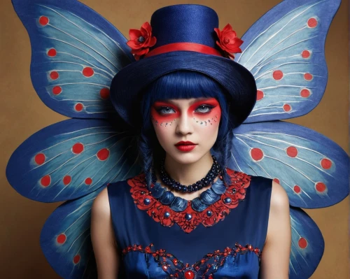 fairy peacock,blue butterfly,blue peacock,mazarine blue butterfly,julia butterfly,peacock,nihang,rankin,french butterfly,bodypainting,red butterfly,body painting,peacock butterfly,pollina,mariposa,asian costume,geisha girl,milliner,viveros,ulysses butterfly,Photography,Fashion Photography,Fashion Photography 21