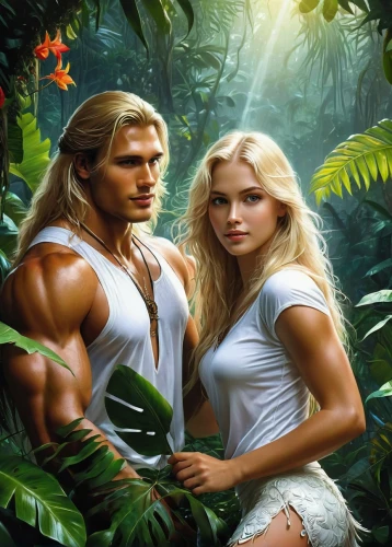 adam and eve,garden of eden,amazonians,tarzan,cairenes,orishas,fantasy picture,amazonian oils,turok,supercouple,hylas,beautiful couple,kamandi,centaurs,iolaus,herculean,fantasy art,junglee,glorfindel,porus,Conceptual Art,Fantasy,Fantasy 12