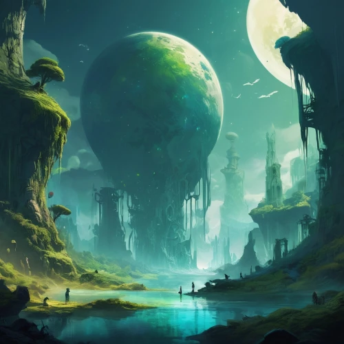 fantasy landscape,alien planet,wildstar,alien world,lunar landscape,futuristic landscape,mushroom landscape,homeworlds,fantasy picture,terraformed,fantasy world,otherworld,badland,planetoid,fantasy art,world digital painting,earth rise,outworld,old earth,primordia,Conceptual Art,Fantasy,Fantasy 02