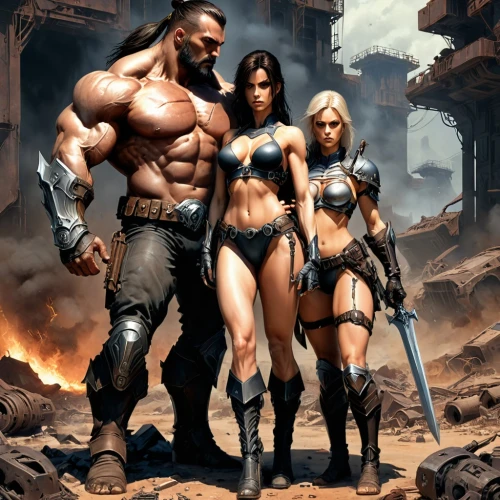 berserkers,barsoom,mercenaries,myrmidons,amazons,outworld,warrior and orc,hellfighters,protectorates,reavers,daikatana,barret,warworld,furies,eternals,female warrior,unarmoured,strykers,herculean,exiles,Conceptual Art,Fantasy,Fantasy 33