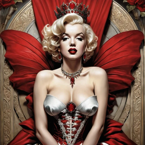 vanderhorst,queen of hearts,valentine pin up,viveros,burlesques,marylyn monroe - female,marylin monroe,valentine day's pin up,marilyn monroe,marilyns,burlesque,countess,pin ups,red butterfly,marylin,fatale,satine,fairest,marilynne,madonna,Illustration,Realistic Fantasy,Realistic Fantasy 10