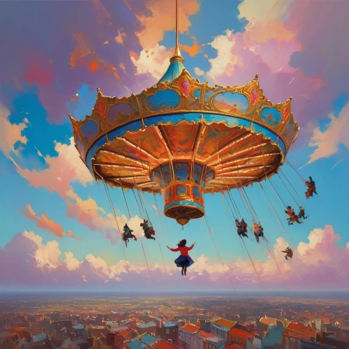 skycycle,carousels,balloon trip,skycar,flying seeds,balloonists,dirigible,flying birds,flying carpet,imaginationland,airships,airship,skyship,parachutists,parachuting,volare,agrabah,carousel,fairies aloft,basant,Conceptual Art,Sci-Fi,Sci-Fi 22