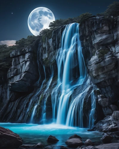 moonbow,moonlit night,blue moon,moonlit,water fall,moonlighted,waterval,moon photography,waterfalls,moonglow,fantasy picture,moon and star background,nature wallpaper,lunar landscape,the night of kupala,full moon,moondance,flowing water,moonscapes,mond,Photography,Artistic Photography,Artistic Photography 03