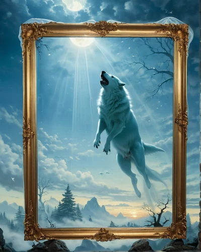 fantasy picture,protohistoric,halloween frame,howling wolf,unicorn background,hyperborean,werewolve,fantasma,skaarup,kholmogory,ginossar,bird frame,silver frame,cynorhodon,eoraptor,frame illustration,beheira,icewind,cyanamid,cryptozoologist,Conceptual Art,Fantasy,Fantasy 29