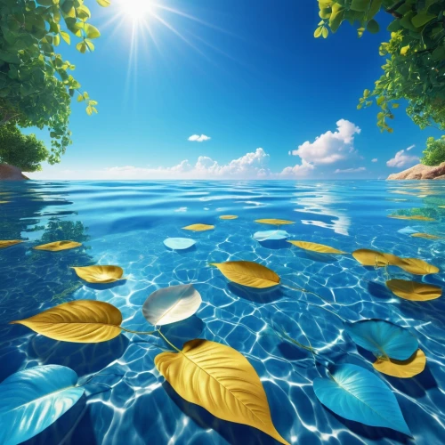 ocean paradise,underwater landscape,tropical sea,underwater oasis,underwater background,ocean background,sailing blue yellow,summer background,floating islands,summer floatation,floatable,waterscape,shallows,seawaters,floating island,floaters,blue waters,archipelagos,artificial islands,water scape,Photography,General,Realistic