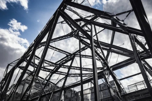 gasholder,spaceframe,gasometer,steel scaffolding,steelwork,structure silhouette,underframe,structural steel,structural glass,steel construction,megastructure,superstructure,crossbeams,hypercube,deconstructivism,industrial ruin,constructs,substructures,trusses,steelyard,Illustration,Black and White,Black and White 29