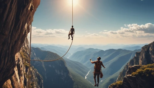abseiled,climbing rope,hesychasm,abseil,cliffhanger,abseiling,tightrope,rappelled,slackline,cliffhanging,tight rope,acrophobia,free climbing,tightrope walker,belay,rock climbing,leap of faith,belayer,rock-climbing equipment,daredevils,Photography,General,Realistic