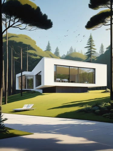 mid century house,modern house,sketchup,prefab,3d rendering,render,house in the forest,forest house,dreamhouse,home landscape,cubic house,house in the mountains,neutra,revit,renders,renderings,house in mountains,smart house,house drawing,frame house,Illustration,Vector,Vector 09