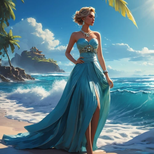 elsa,the beach pearl,mermaid background,moana,beach background,ocean background,summer background,girl in a long dress,amphitrite,blue hawaii,hula,tiana,luau,aloha,the sea maid,rosalina,janna,hawai,atlantica,south pacific,Conceptual Art,Sci-Fi,Sci-Fi 01